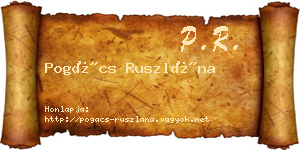 Pogács Ruszlána névjegykártya